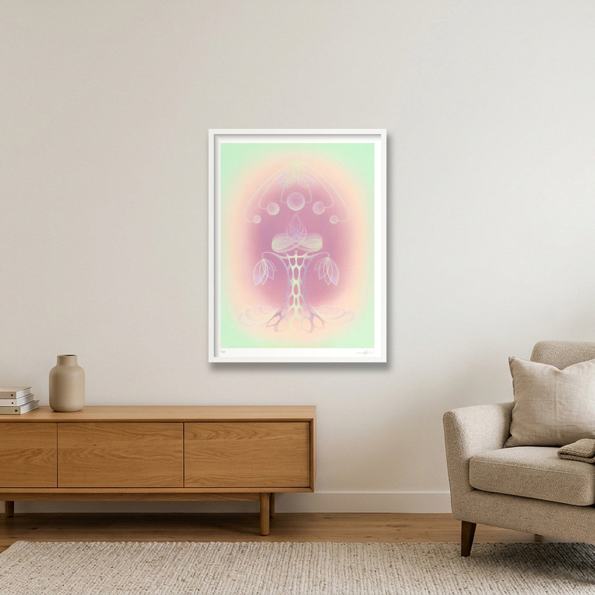 Luminous Vortex — 60×80cm, 24×31" White Frame